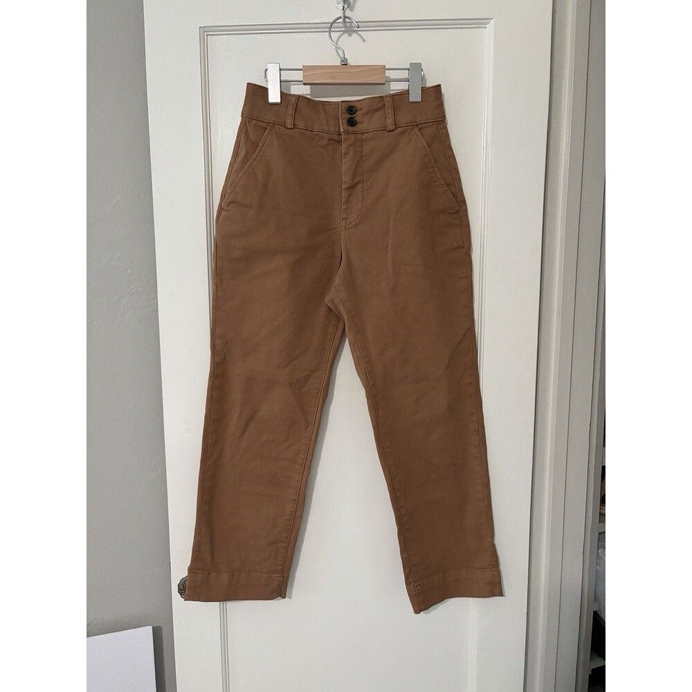 Everlane Womens Size 2 Brown Cropped Chino Pants High Rise Straight Leg Stretch
